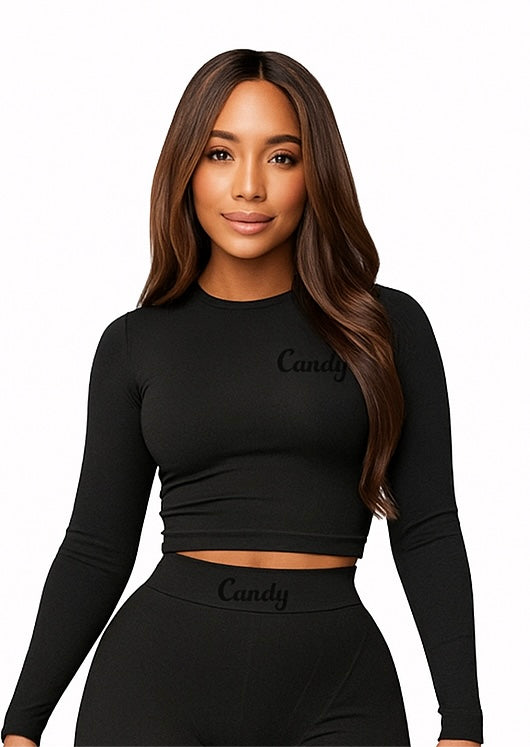 CANDY TOP | PLUS SIZE LONG SLEEVE RIBBED ATHLEISURE