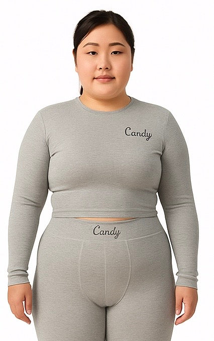 CANDY TOP | PLUS SIZE LONG SLEEVE RIBBED ATHLEISURE