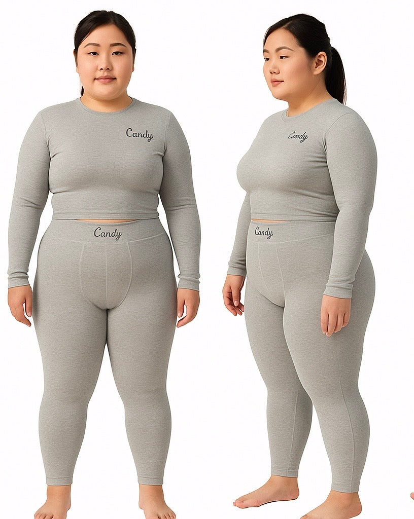 CANDY TOP | PLUS SIZE LONG SLEEVE RIBBED ATHLEISURE