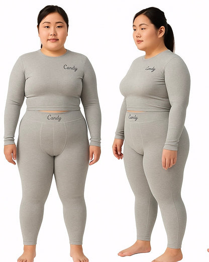 CANDY TOP | PLUS SIZE LONG SLEEVE RIBBED ATHLEISURE
